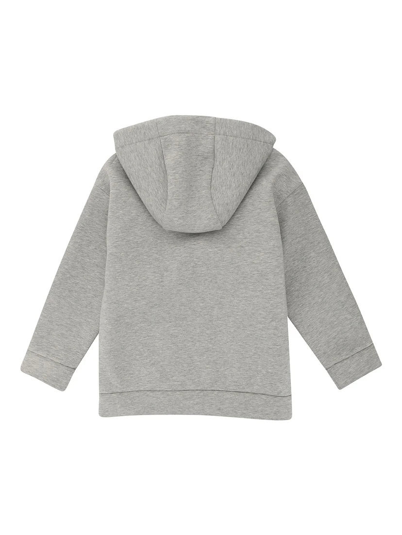 Grey Hoodie with Logo Detail in Fabric Boy