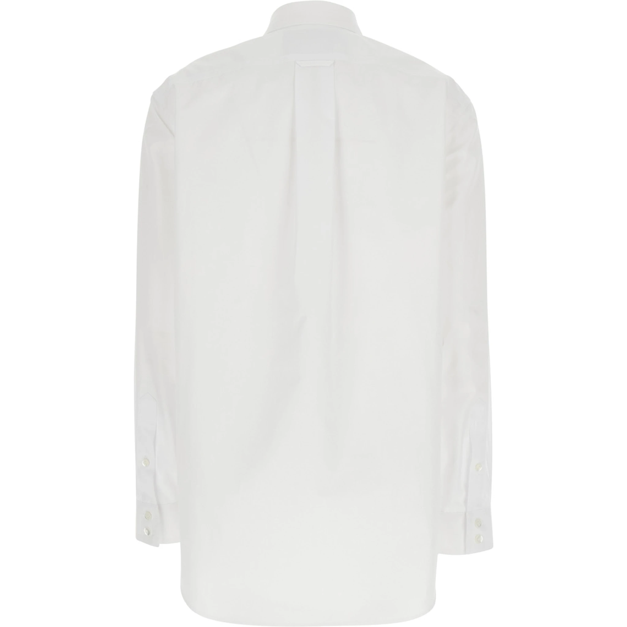 White Shirt with Tonal Logo Lettering Embroidery on the Collar in Cotton Woman