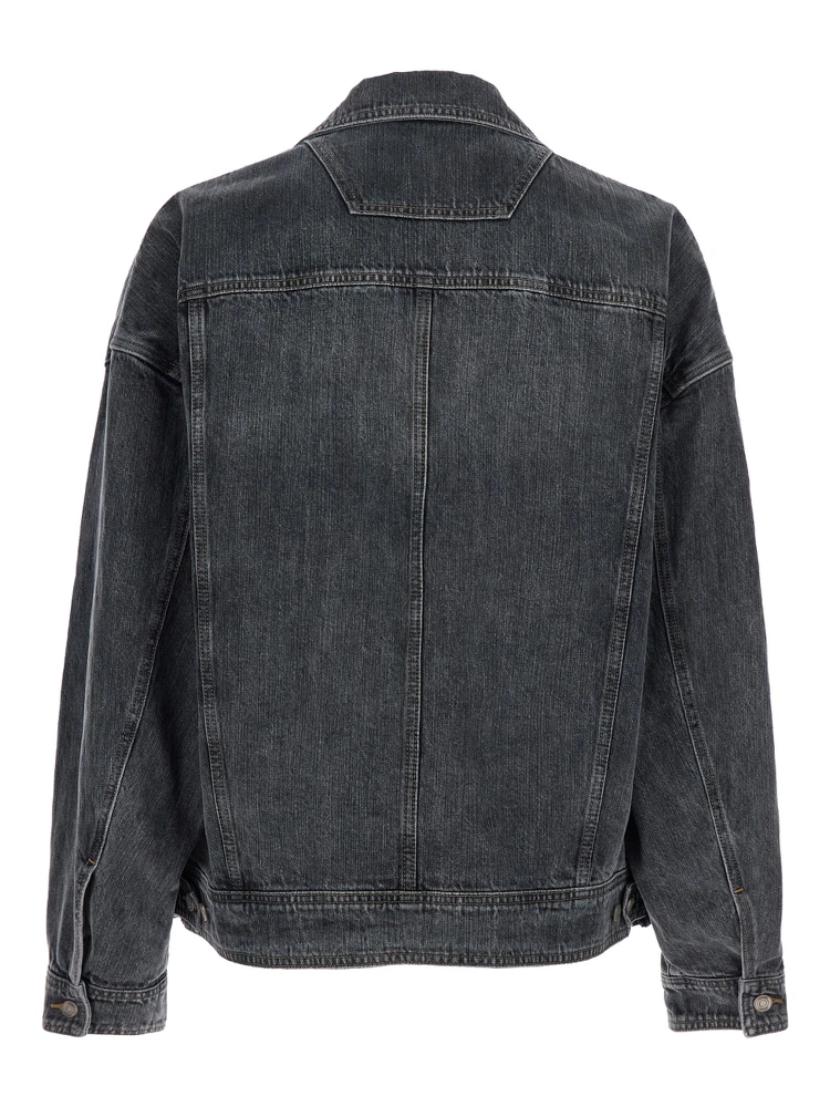 Grey Jacket with Wide Notched Revers and Dropped Shoulders in Denim Man alternative