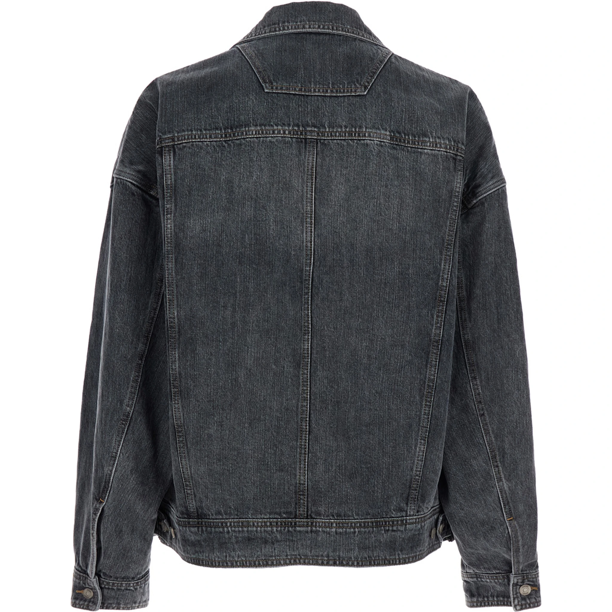 Grey Jacket with Wide Notched Revers and Dropped Shoulders in Denim Man