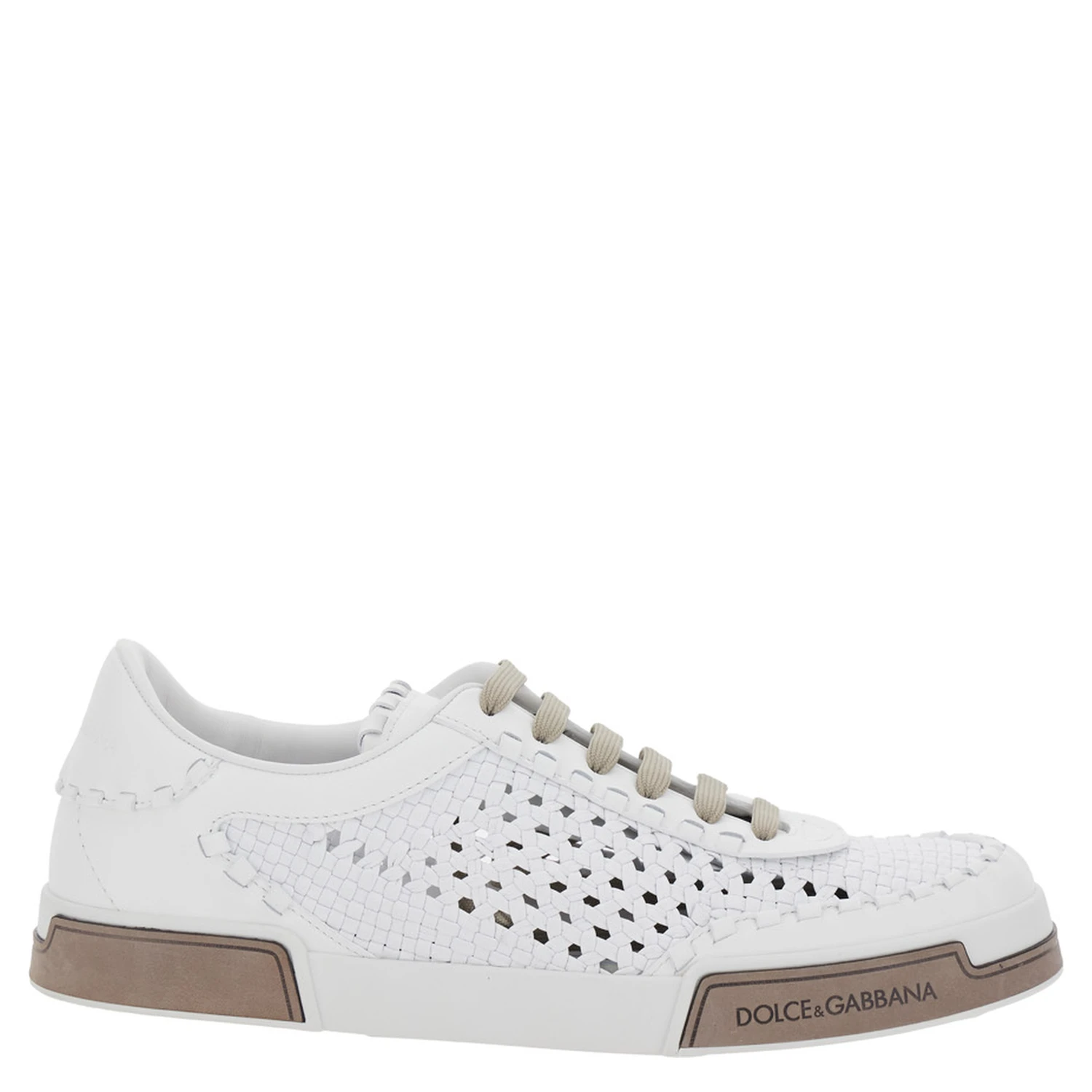 PortofinoWhite Sneakers with Mesh Inserts and Embossed Logo on the Side in Leather Man