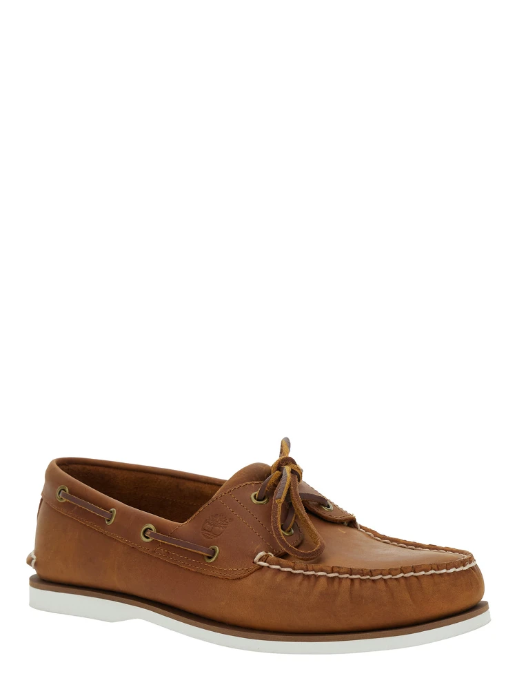 Brown Loafers with Bow Detail on the Front and Embossed Logo on the Side in Leather Man alternative