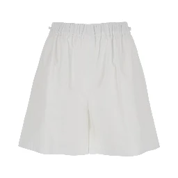 Antiope White Shorts with Elastic Waist and Drawstring in Cotton Woman