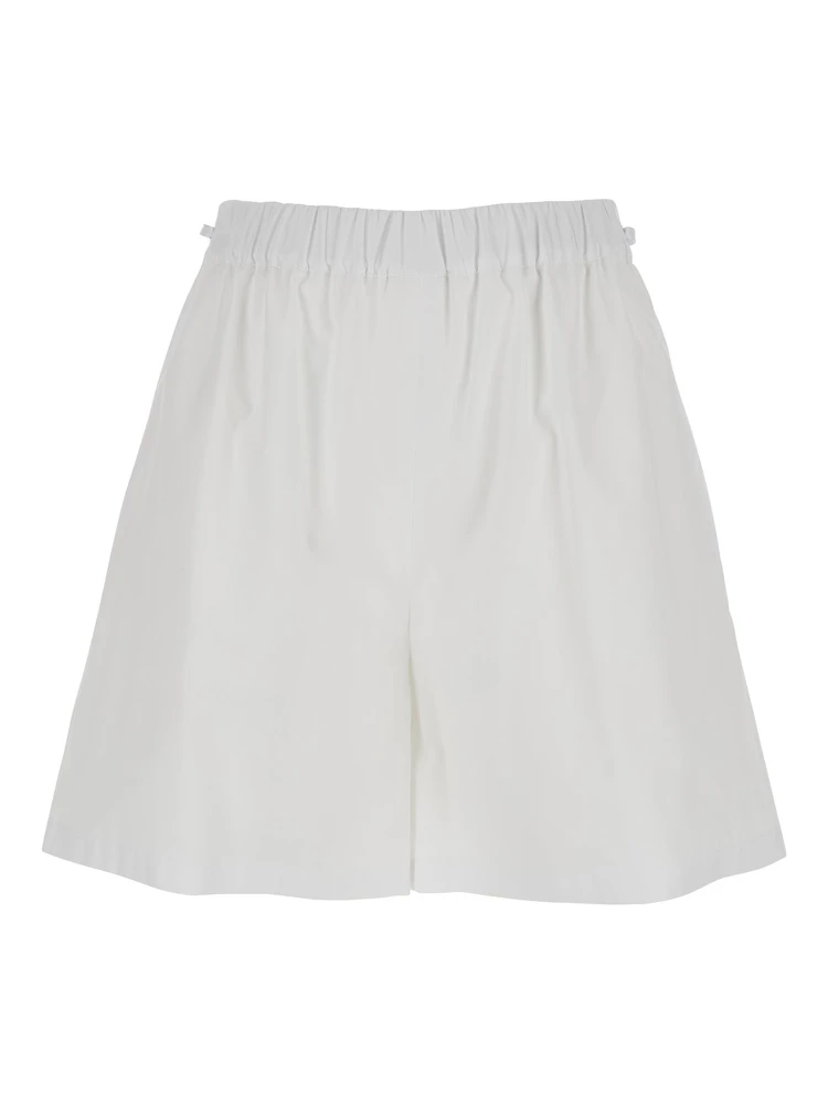 Antiope White Shorts with Elastic Waist and Drawstring in Cotton Woman