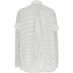 White Layered Shirt with All-Over Striped Motif in Cotton Woman