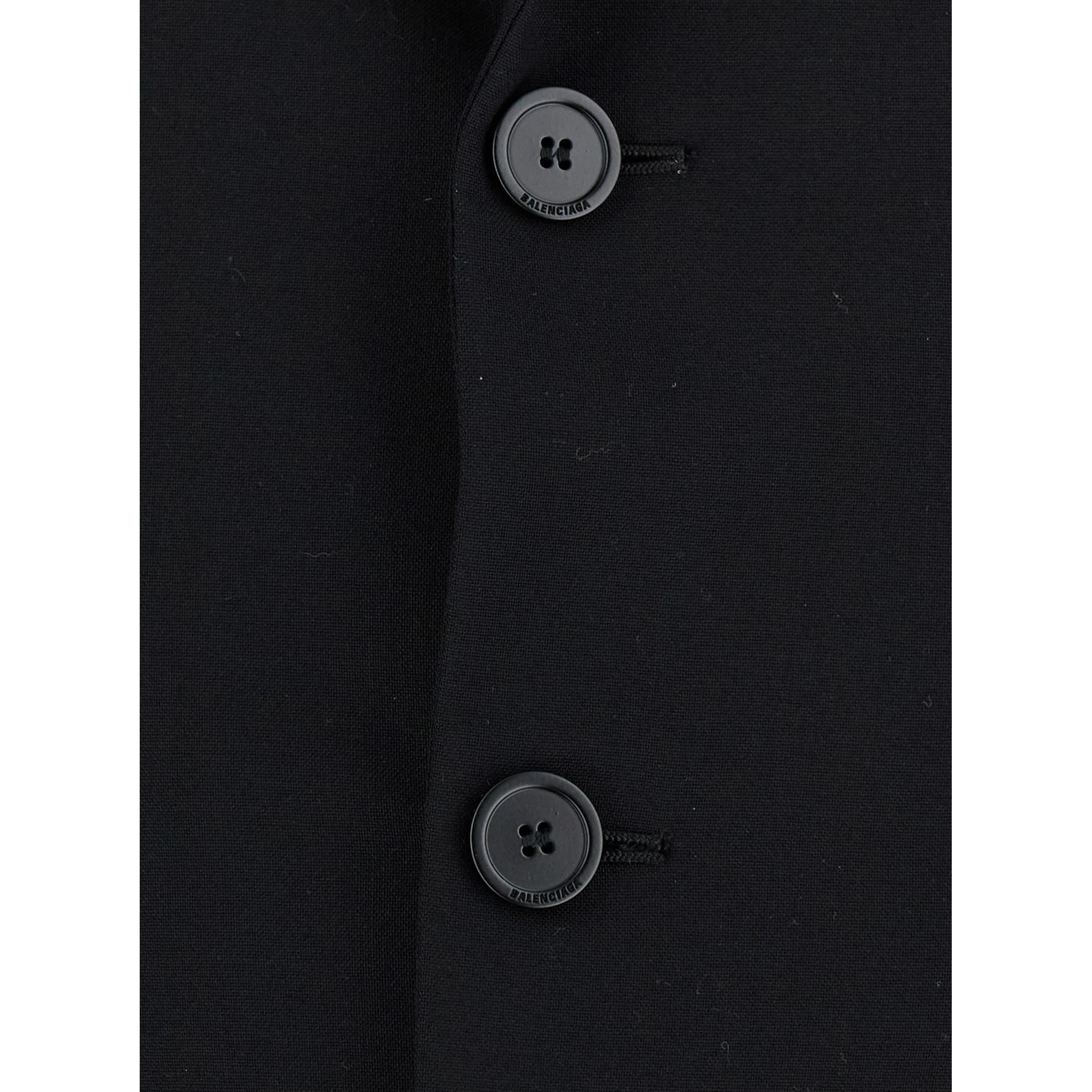 Hourglass Black Single-Breasted Jacket with Notched Revers in Wool Woman