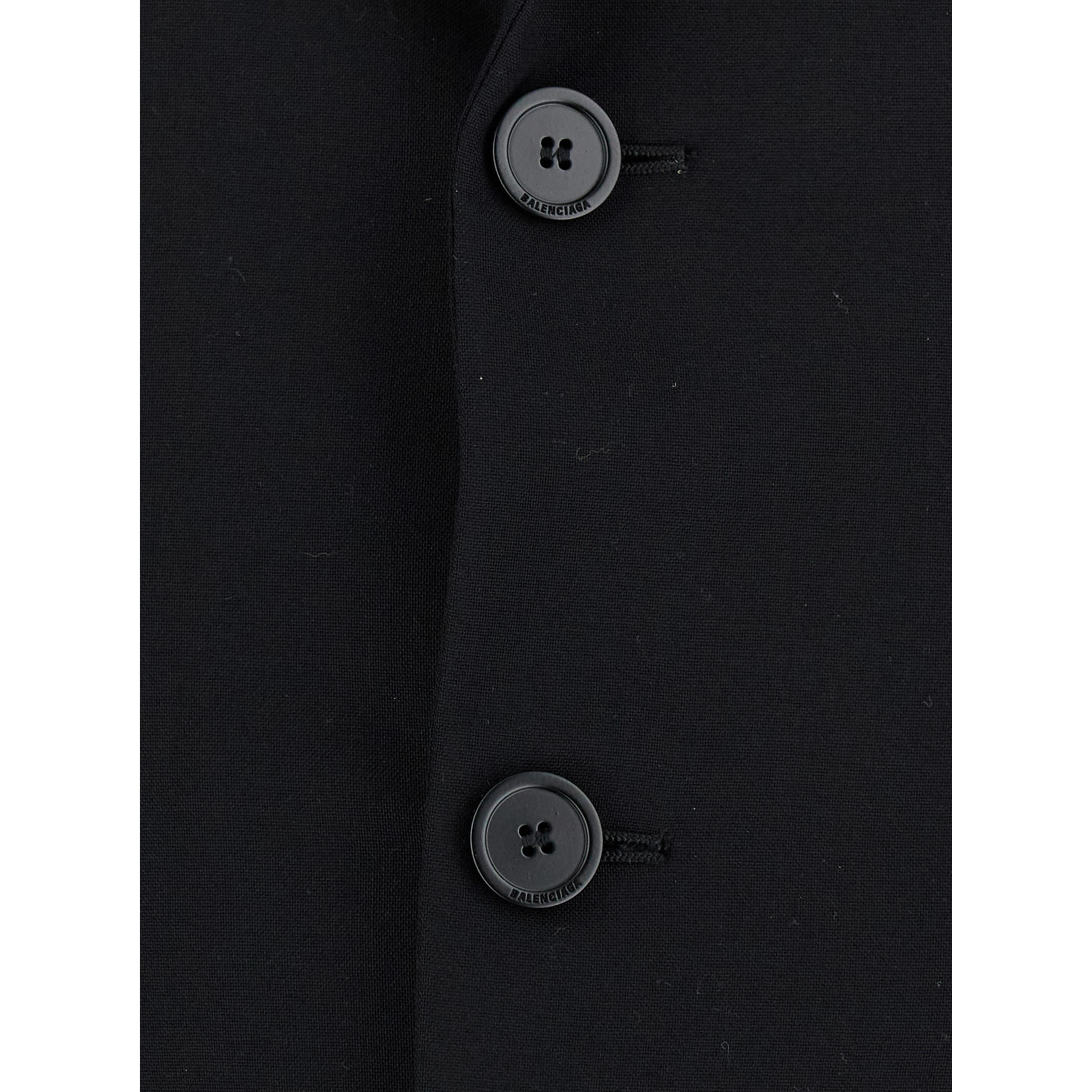 Hourglass Black Single-Breasted Jacket with Notched Revers in Wool Woman