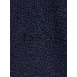 Blue Polo with Classic Collar and Embroidered Logo on the Front in Tone on Tone Cotton Man