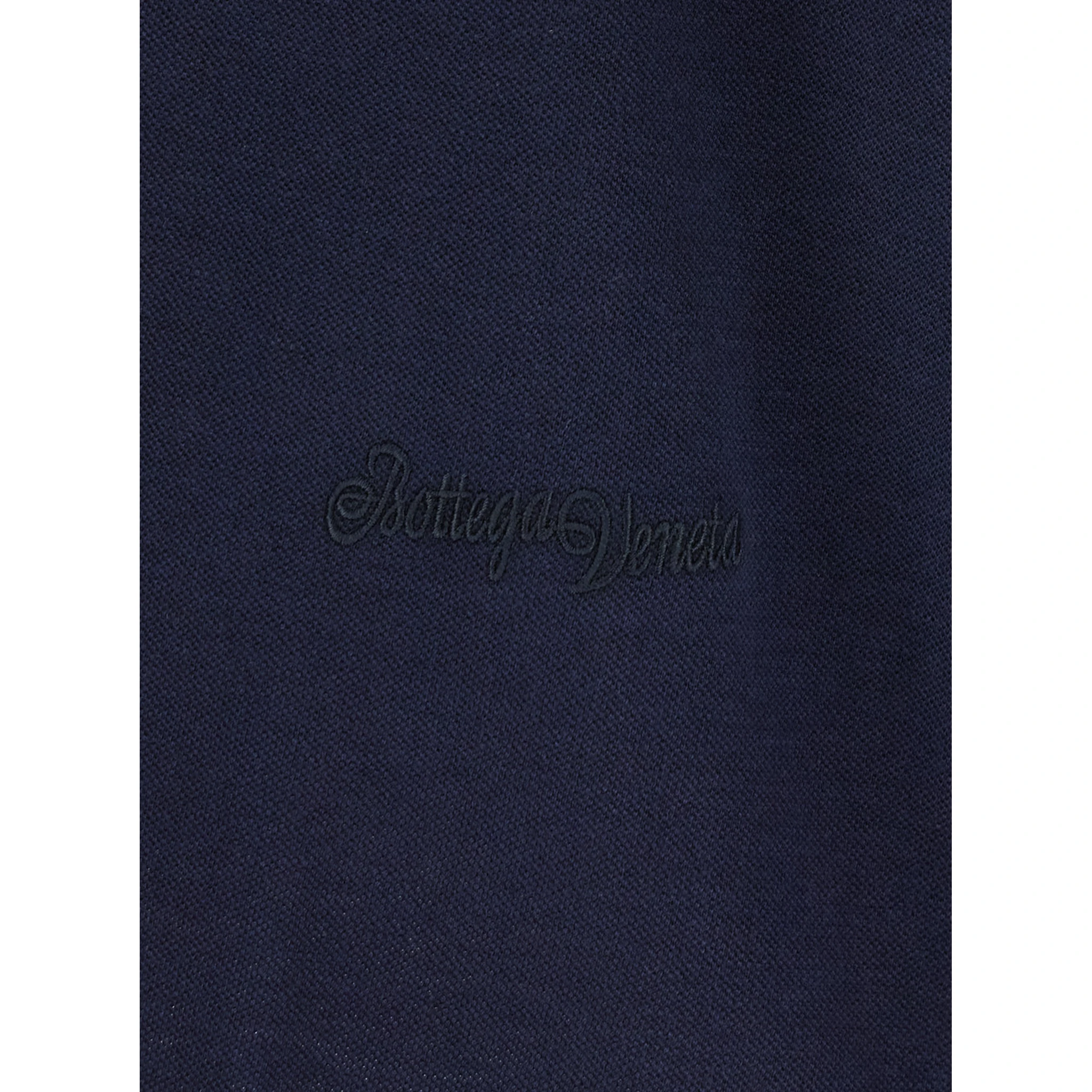 Blue Polo with Classic Collar and Embroidered Logo on the Front in Tone on Tone Cotton Man