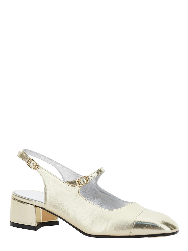 Ischia Metallic Slingback Pumps with Adjustable Strap in Patent Leather Woman alternative