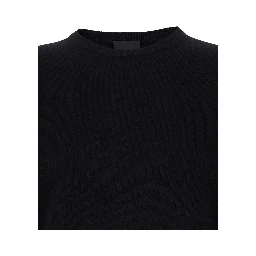 Black Crewneck Long Sleeve Sweater in Cashmere Man