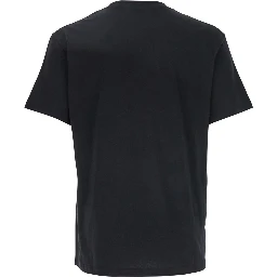Black Crewneck T-Shirt with Logo Patch on the Front in Cotton Man
