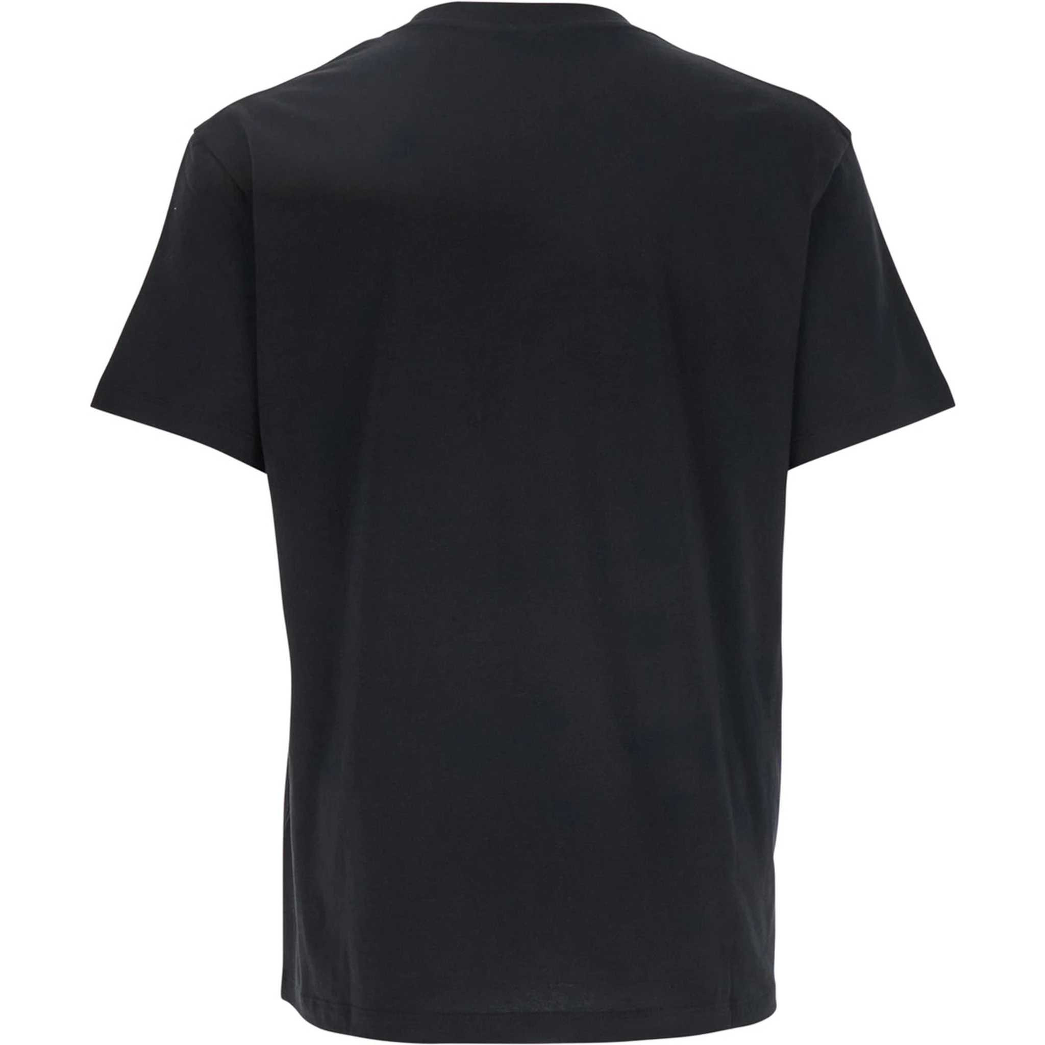 Black Crewneck T-Shirt with Logo Patch on the Front in Cotton Man