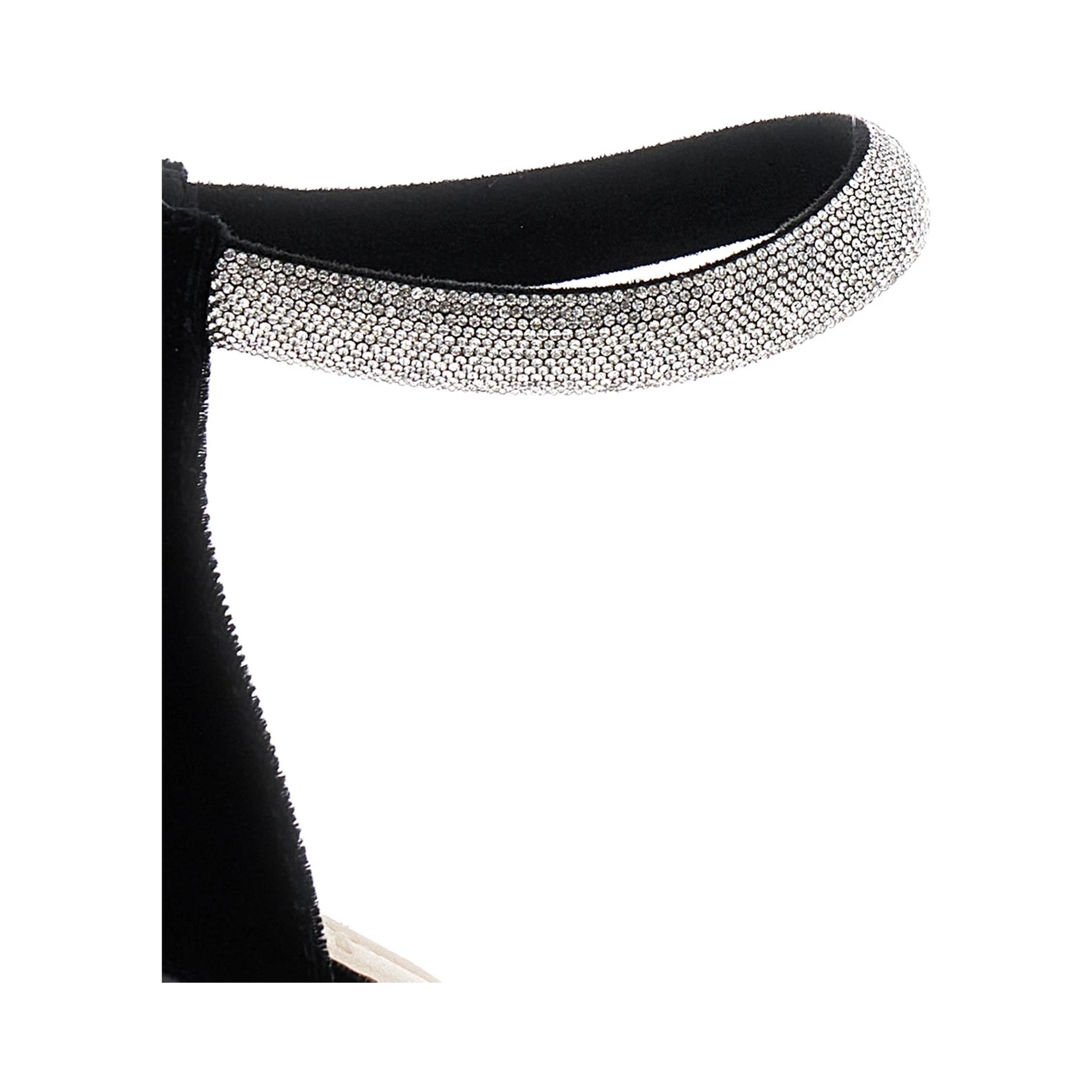 Black Pumps with Jewel Strap and Stiletto Heel in Velvet Woman