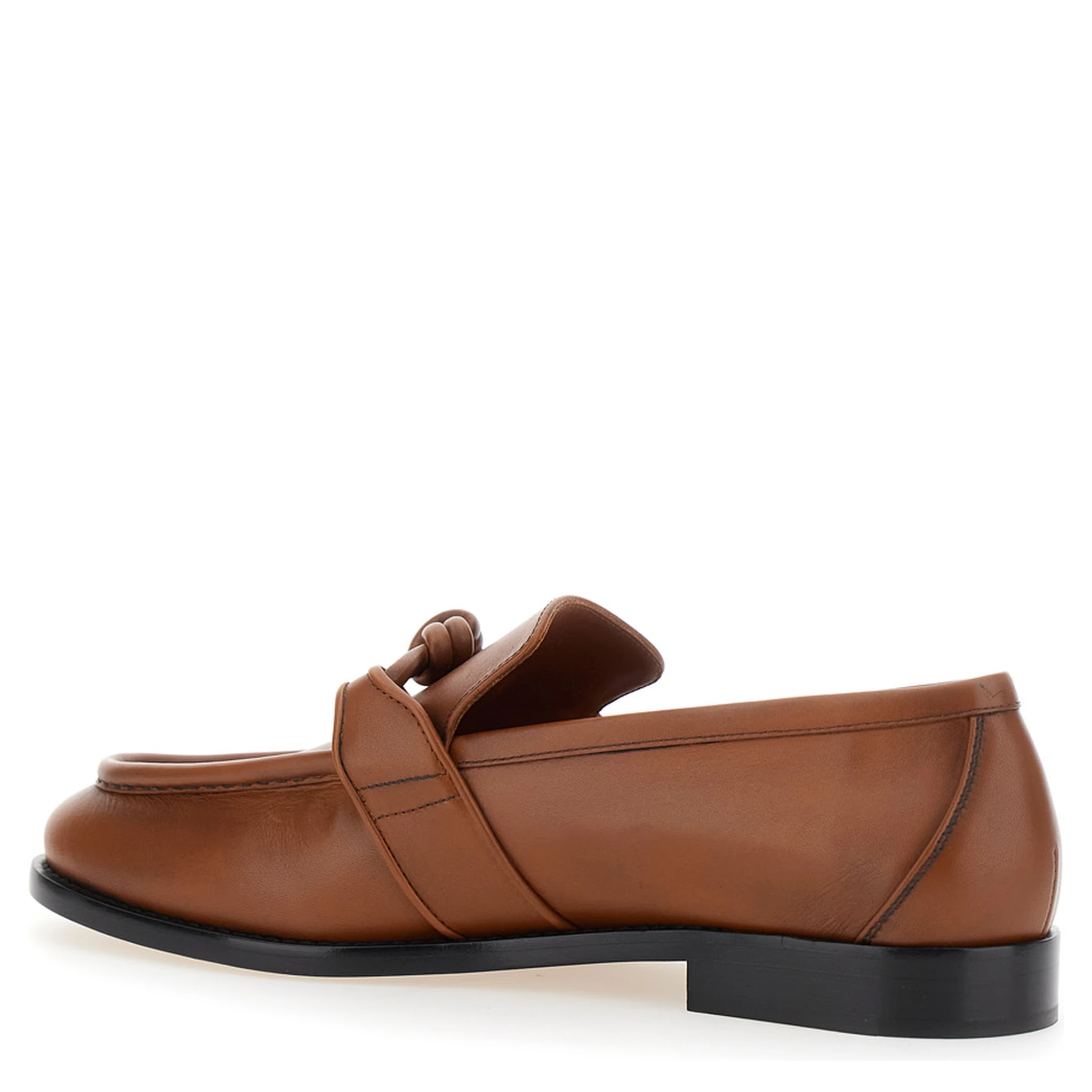 Brown Loafers with Knot Detail on the Front in Leather Man