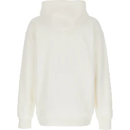 Chez White Hoodie with Drawstring Hood and Maxi Logo Print on the Front in Cotton Man