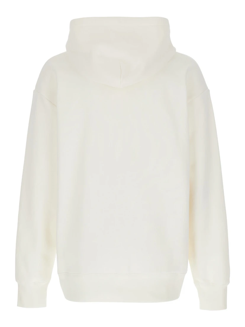 Chez White Hoodie with Drawstring Hood and Maxi Logo Print on the Front in Cotton Man