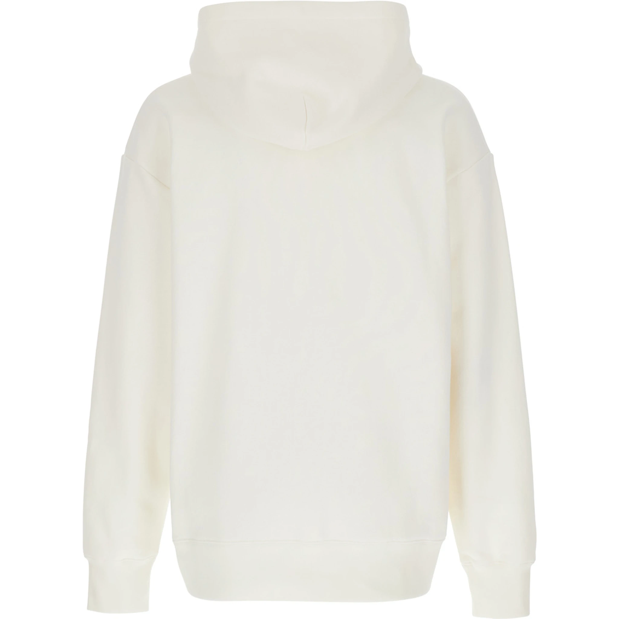 Chez White Hoodie with Drawstring Hood and Maxi Logo Print on the Front in Cotton Man