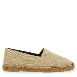 Beige Espadrilles with Tonal Cassandre Embroidery on the Front and Almond Toe in Cotton Man