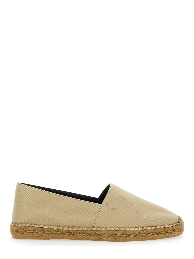 Beige Espadrilles with Tonal Cassandre Embroidery on the Front and Almond Toe in Cotton Man