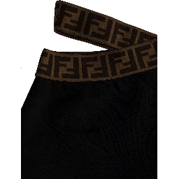 Black Pants with FF Motif and Cut-Out in Cotton Girl