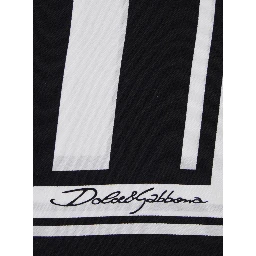 Black and White Square Scarf with Logo Lettering on the Front and All-Over Striped Motif in Silk Man