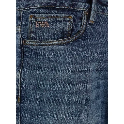 Blue Jeans with Belt Loops and Logo Patch on the Rear in Denim Man