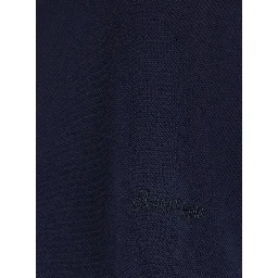 Blue Cropped Polo Shirt with Embroidered Logo in Cotton Piquet Woman
