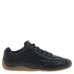 Speedcat Black Low Top Sneakers with Embossed Logo on the Tongue and Contrasting Sole in Leather Unisex