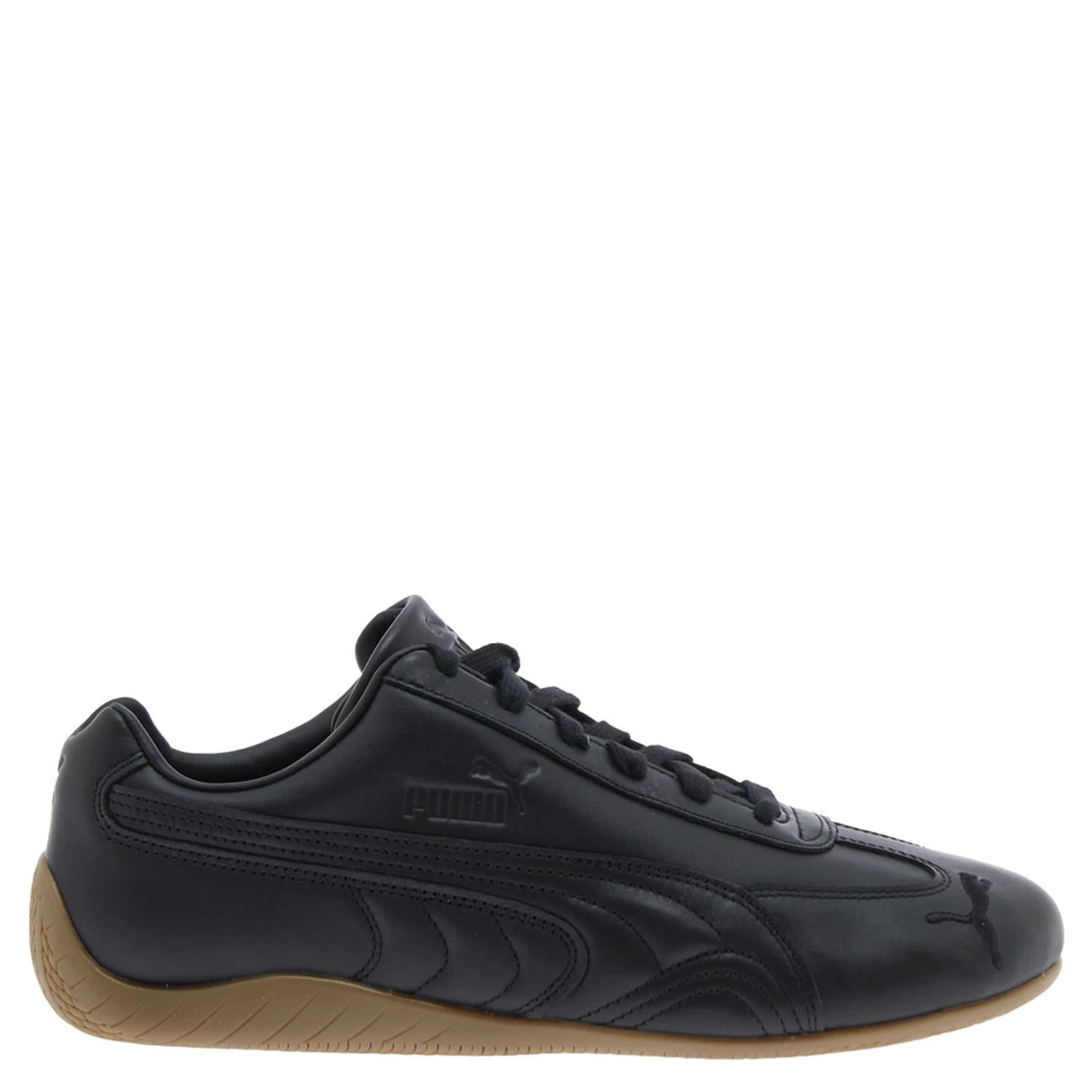 Speedcat Black Low Top Sneakers with Embossed Logo on the Tongue and Contrasting Sole in Leather Unisex