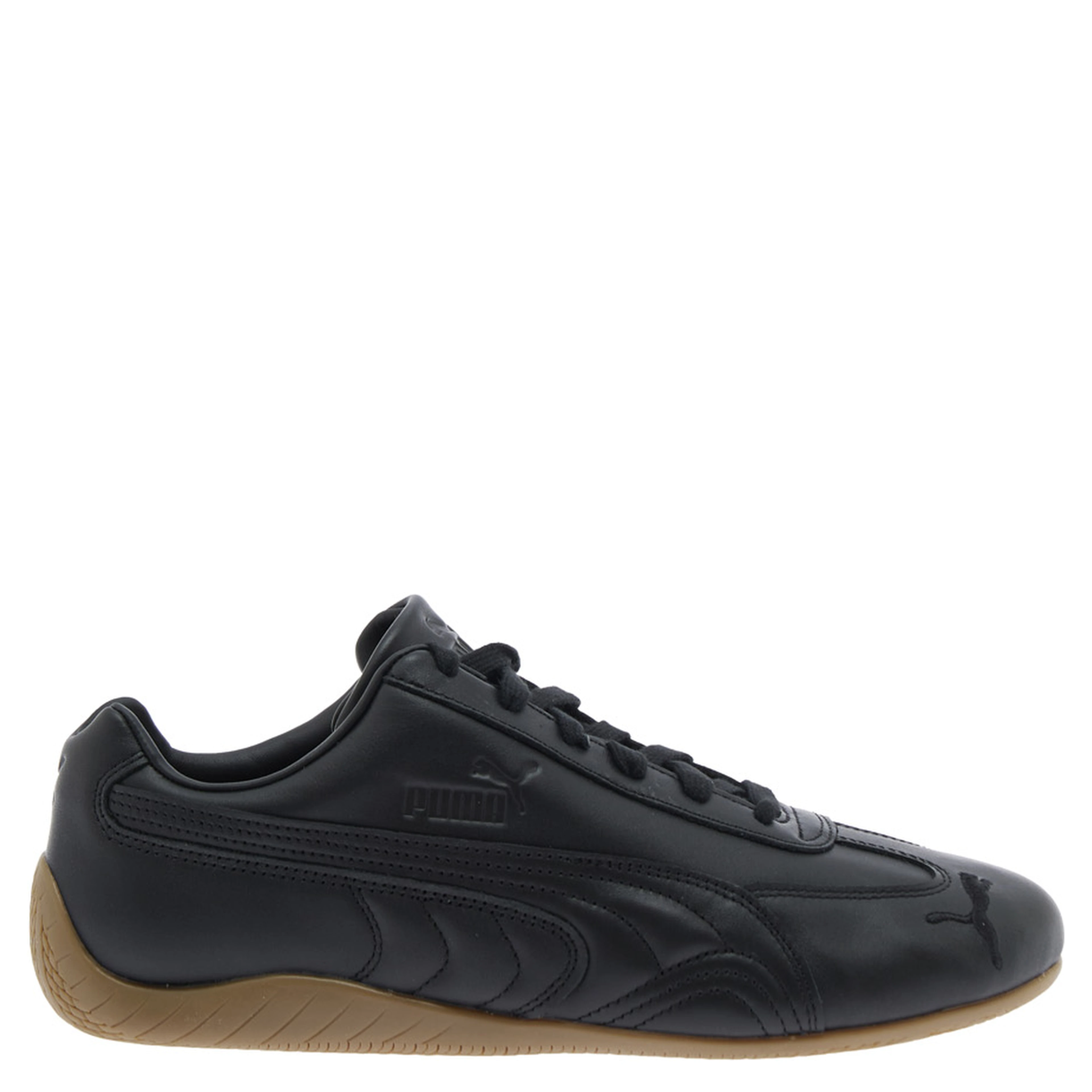 Speedcat Black Low Top Sneakers with Embossed Logo on the Tongue and Contrasting Sole in Leather Unisex
