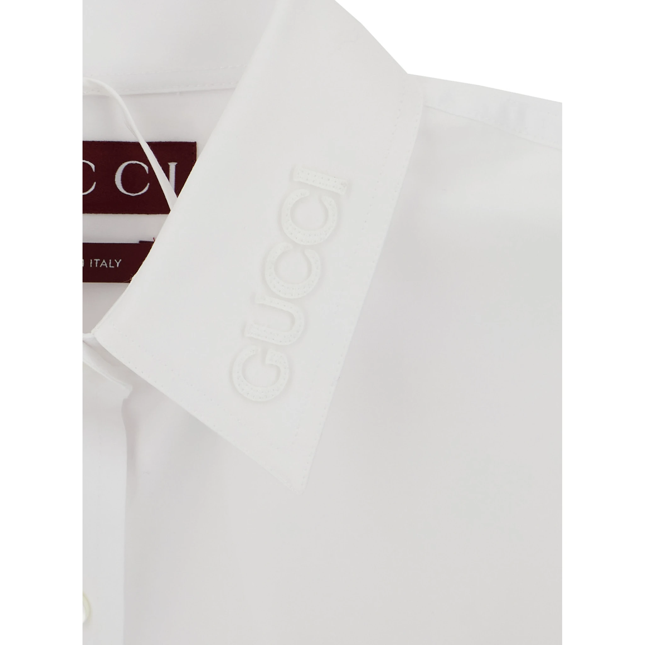 White Shirt with Tonal Logo Lettering Embroidery on the Collar in Cotton Woman