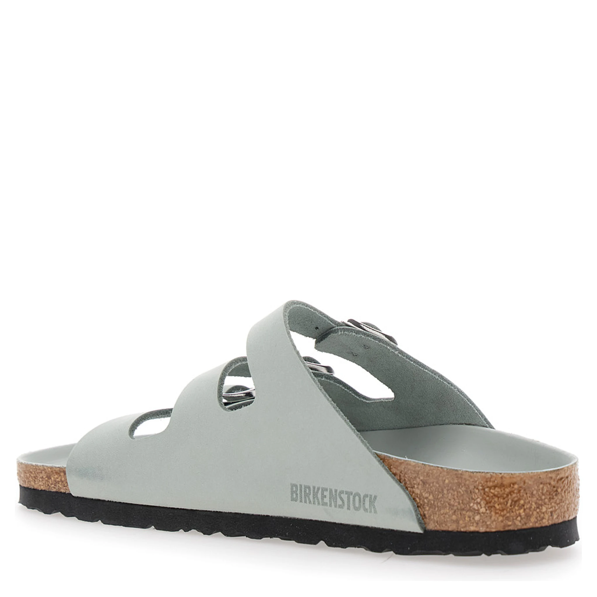 Florida Green Sandals with Buckle with Logo in Leather Woman