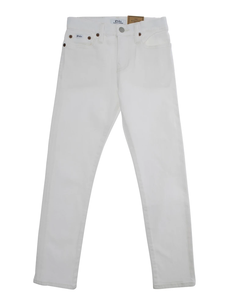 Sullivan White Jeans with Logo Patch on Front and Rear in Denim Boy