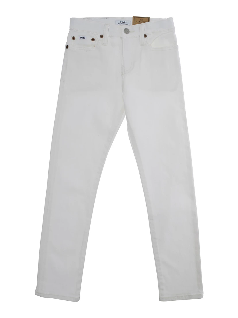 Sullivan White Jeans with Logo Patch on Front and Rear in Denim Boy