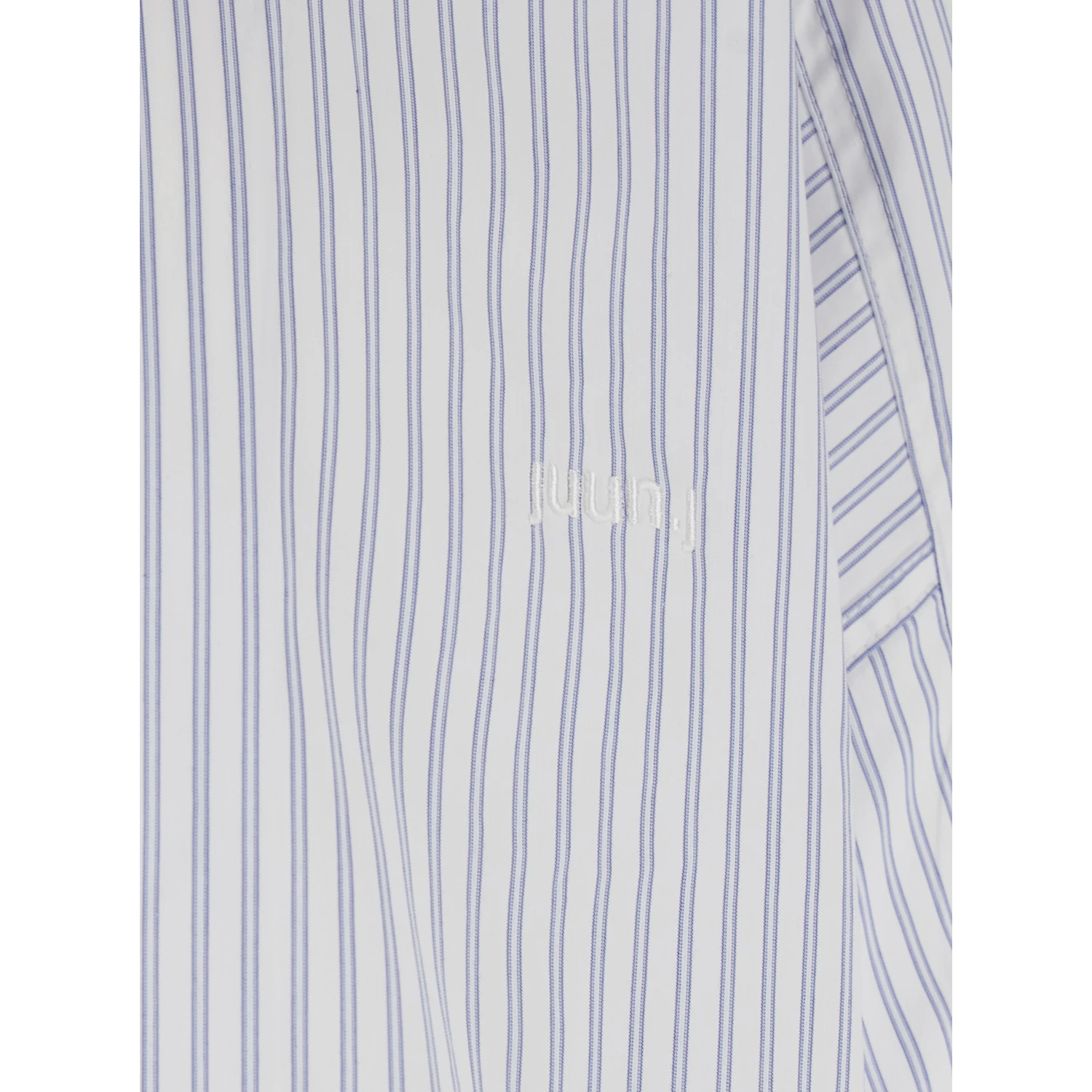 Blue Bowling Shirt with Cuban Collar and All-Over Striped Motif in Cotton Blend Man
