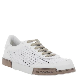 PortofinoWhite Sneakers with Mesh Inserts and Embossed Logo on the Side in Leather Man