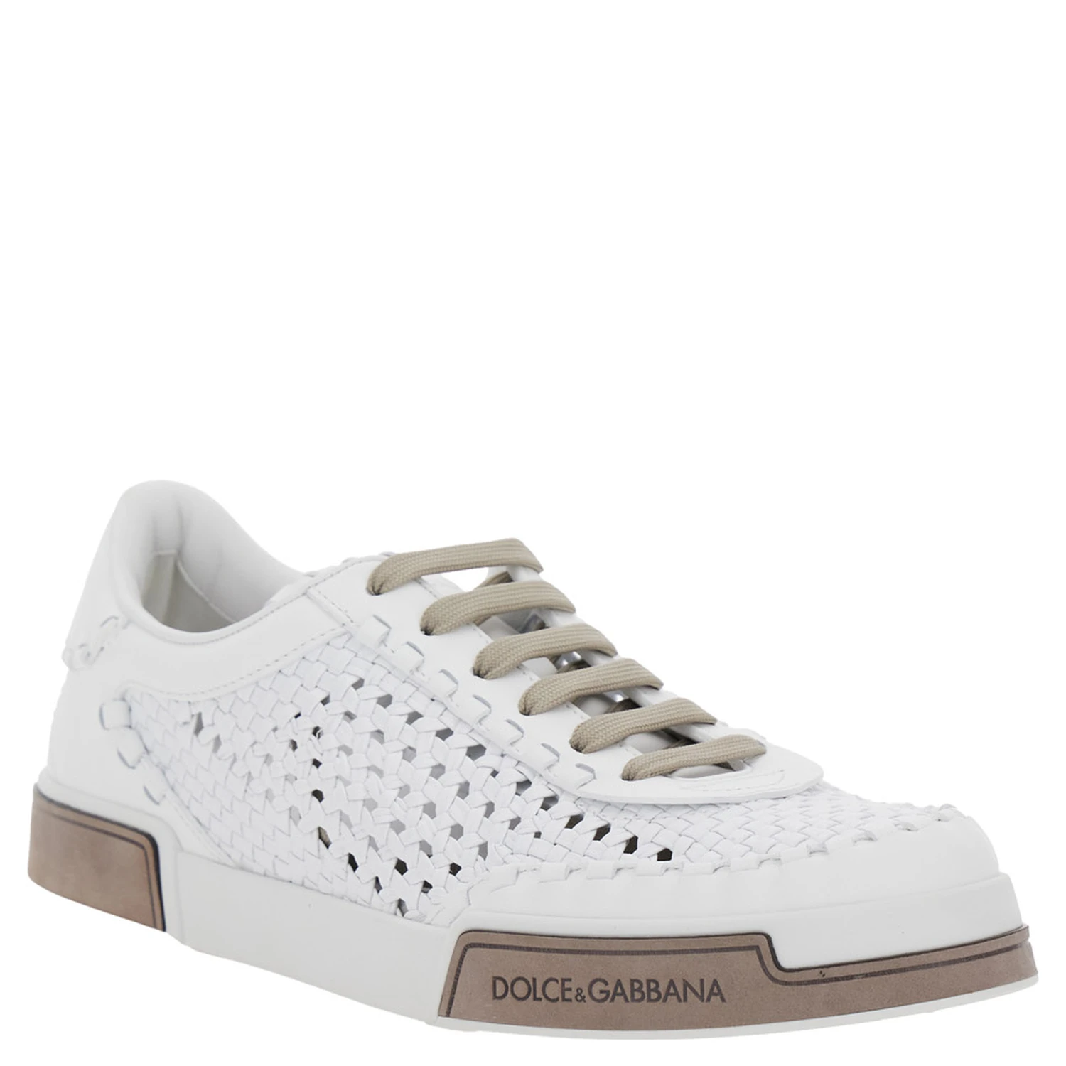 PortofinoWhite Sneakers with Mesh Inserts and Embossed Logo on the Side in Leather Man