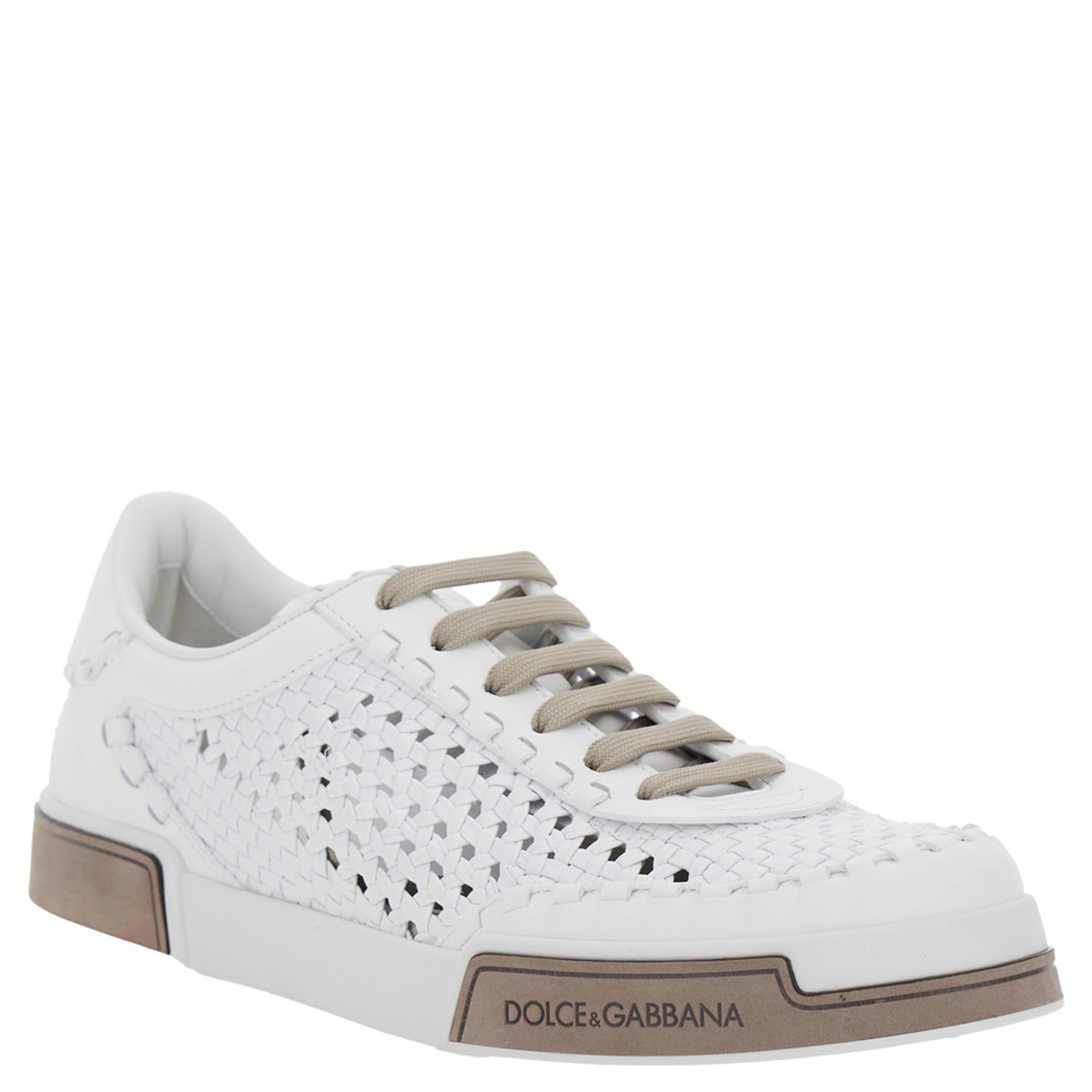 PortofinoWhite Sneakers with Mesh Inserts and Embossed Logo on the Side in Leather Man