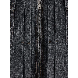 Grey Jacket with Wide Notched Revers and Dropped Shoulders in Denim Man