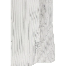 White Layered Shirt with All-Over Striped Motif in Cotton Woman