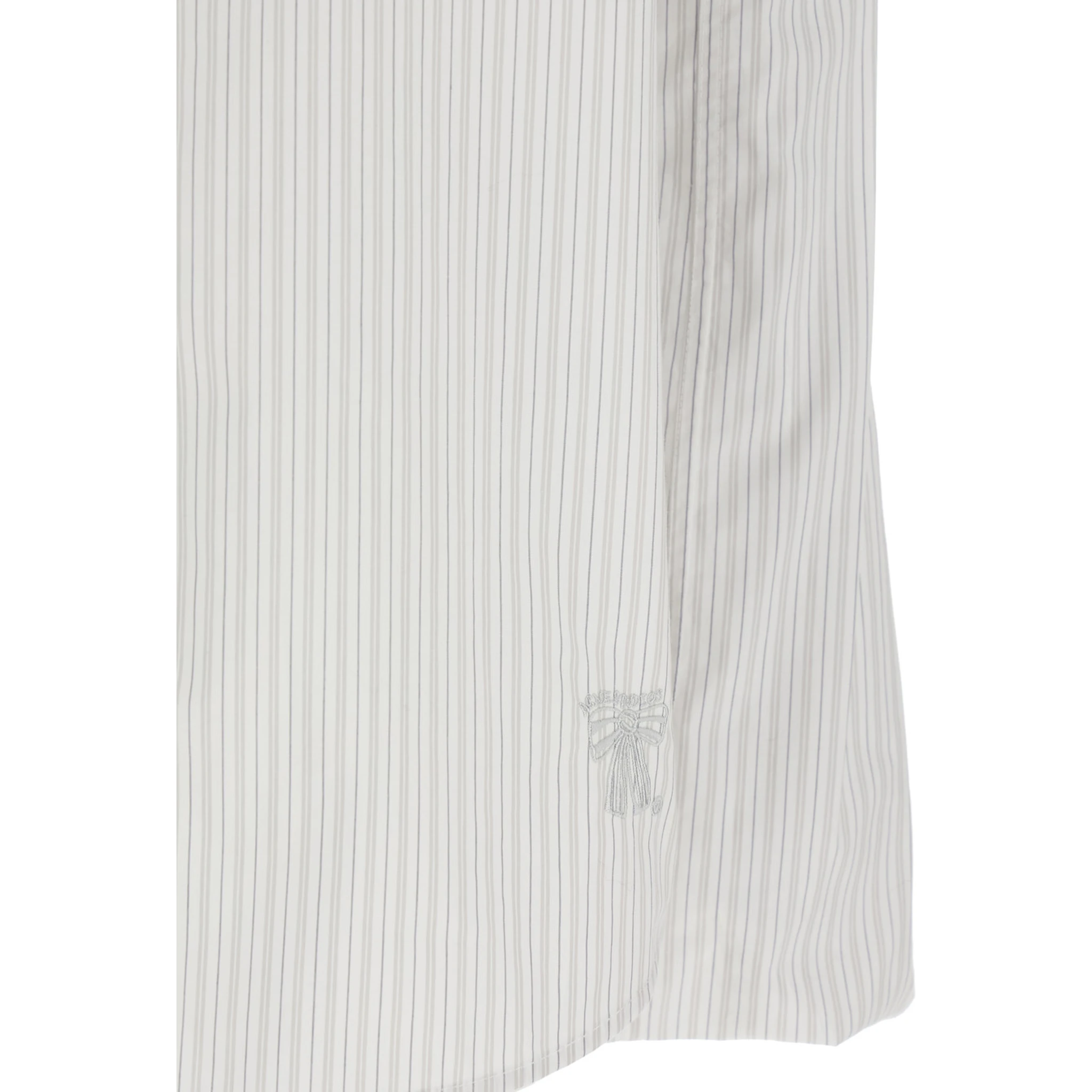 White Layered Shirt with All-Over Striped Motif in Cotton Woman