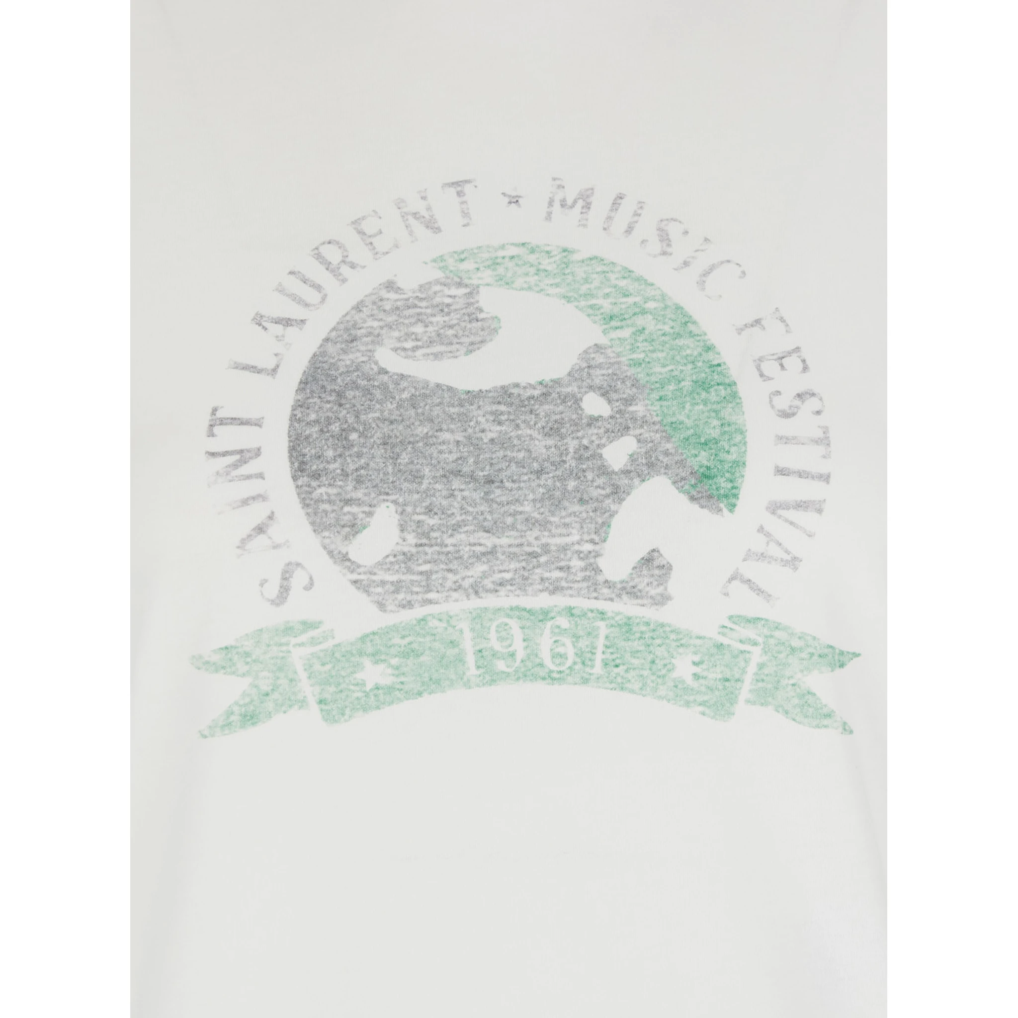 White T-Shirt with Graphic Print on the Front in Cotton Woman