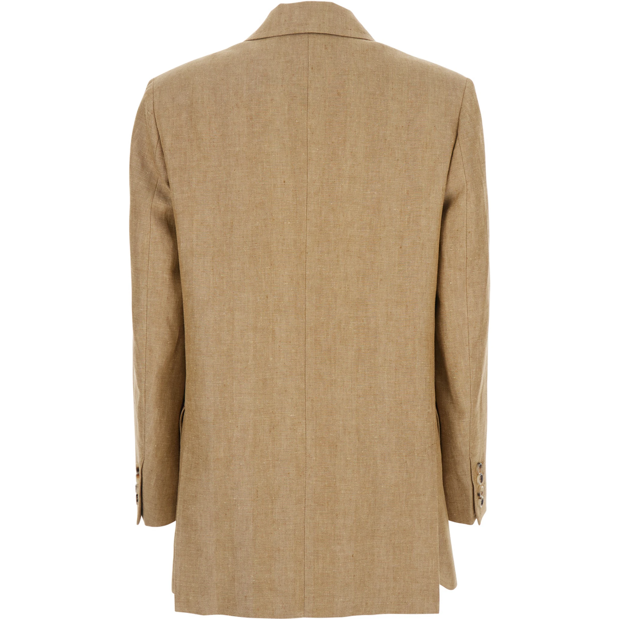 Gerla Beige Double-breasted Jacket with Classic Lapels in Linen Woman
