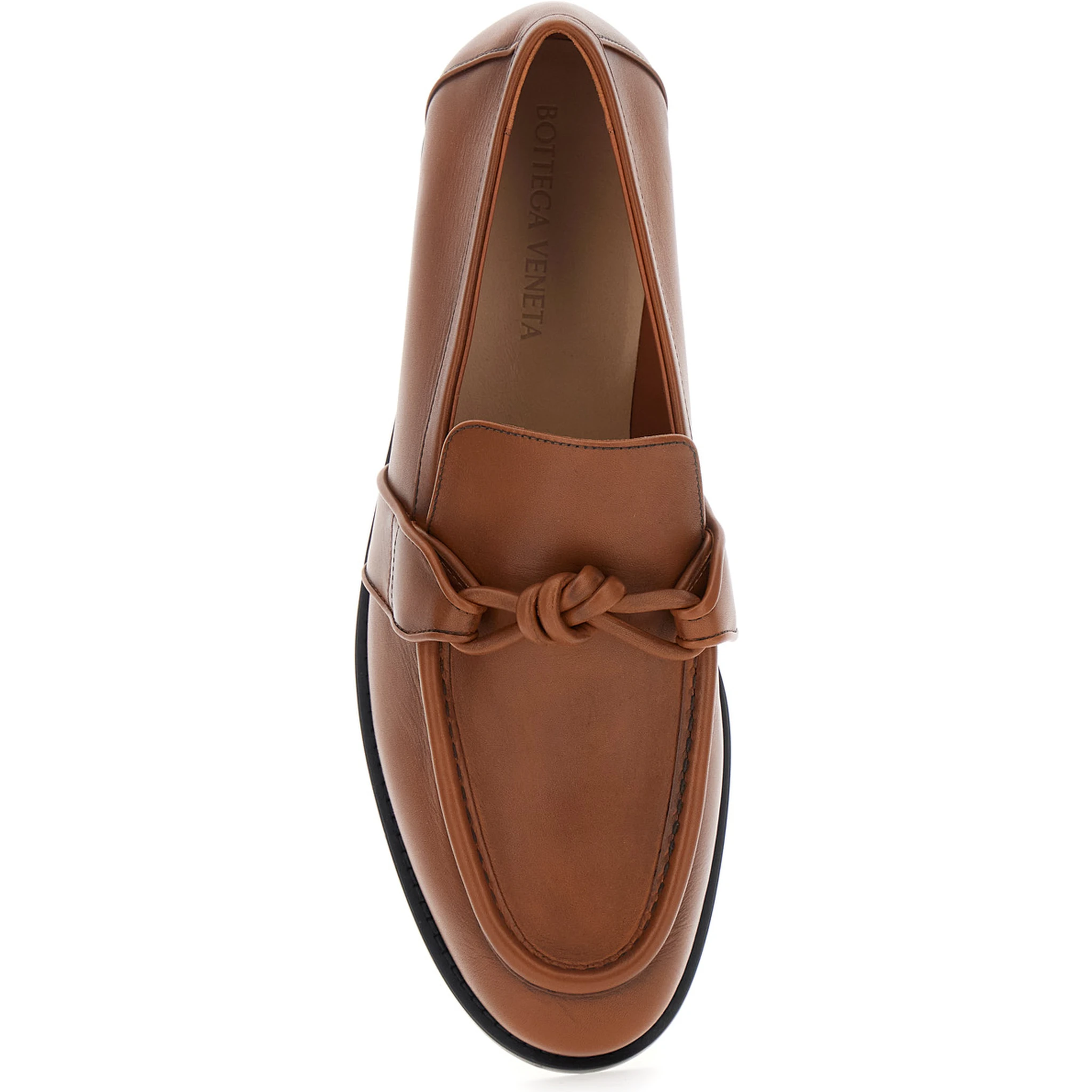 Brown Loafers with Knot Detail on the Front in Leather Man