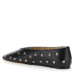 Regency Black Ballerinas with Eyelets in Leather Woman