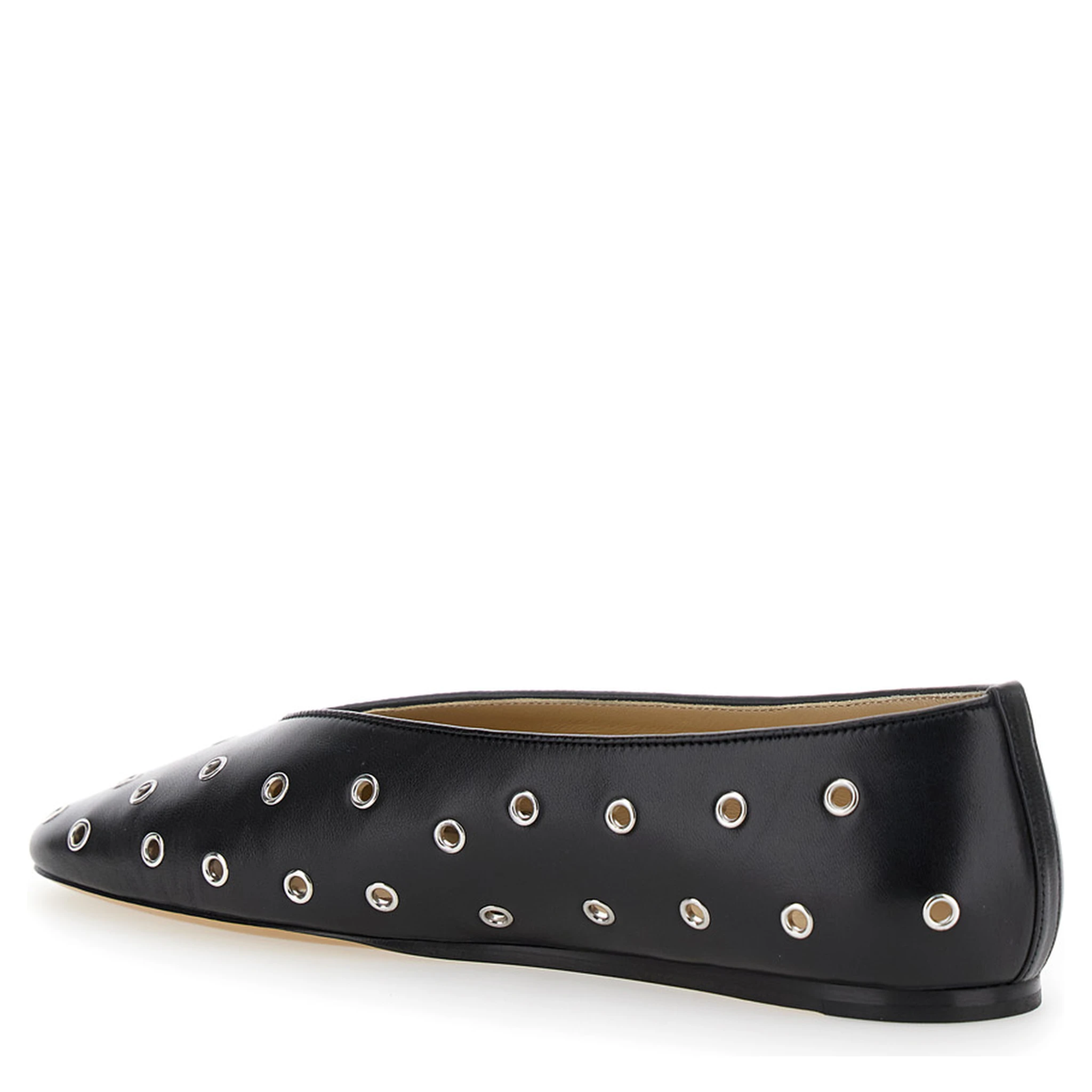 Regency Black Ballerinas with Eyelets in Leather Woman