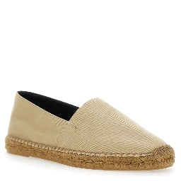 Beige Espadrilles with Tonal Cassandre Embroidery on the Front and Almond Toe in Cotton Man