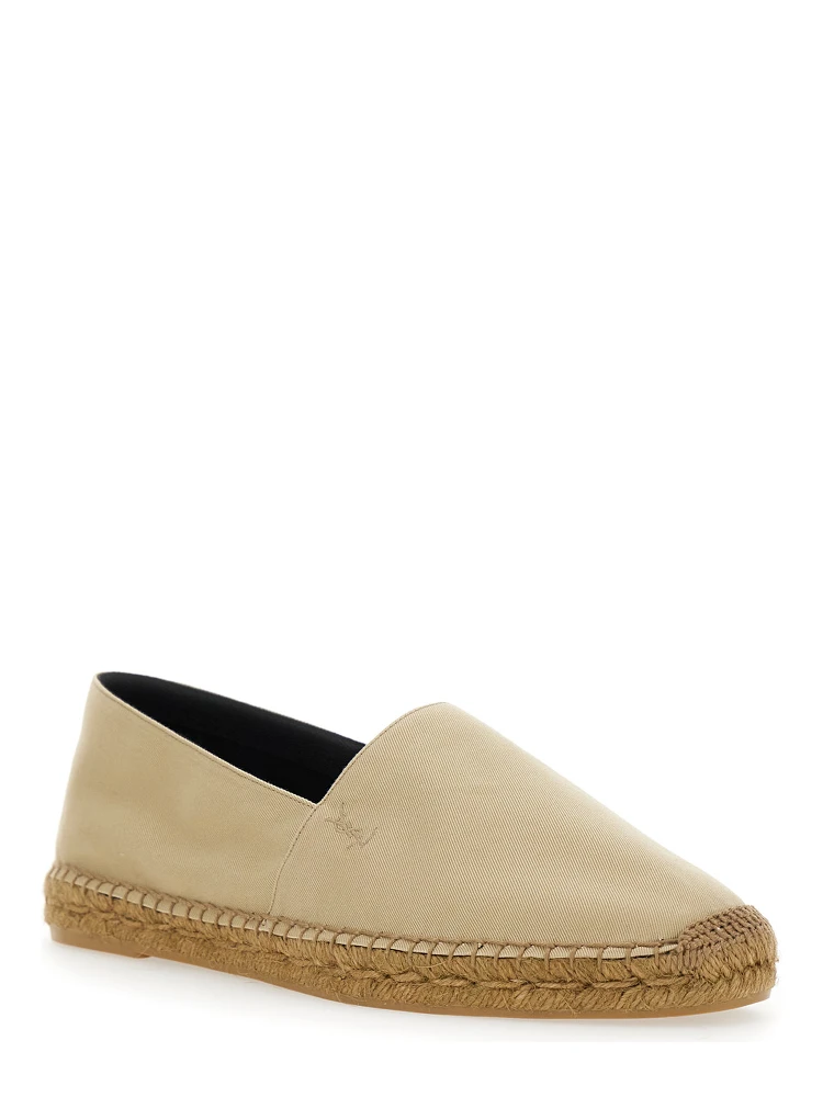 Beige Espadrilles with Tonal Cassandre Embroidery on the Front and Almond Toe in Cotton Man alternative