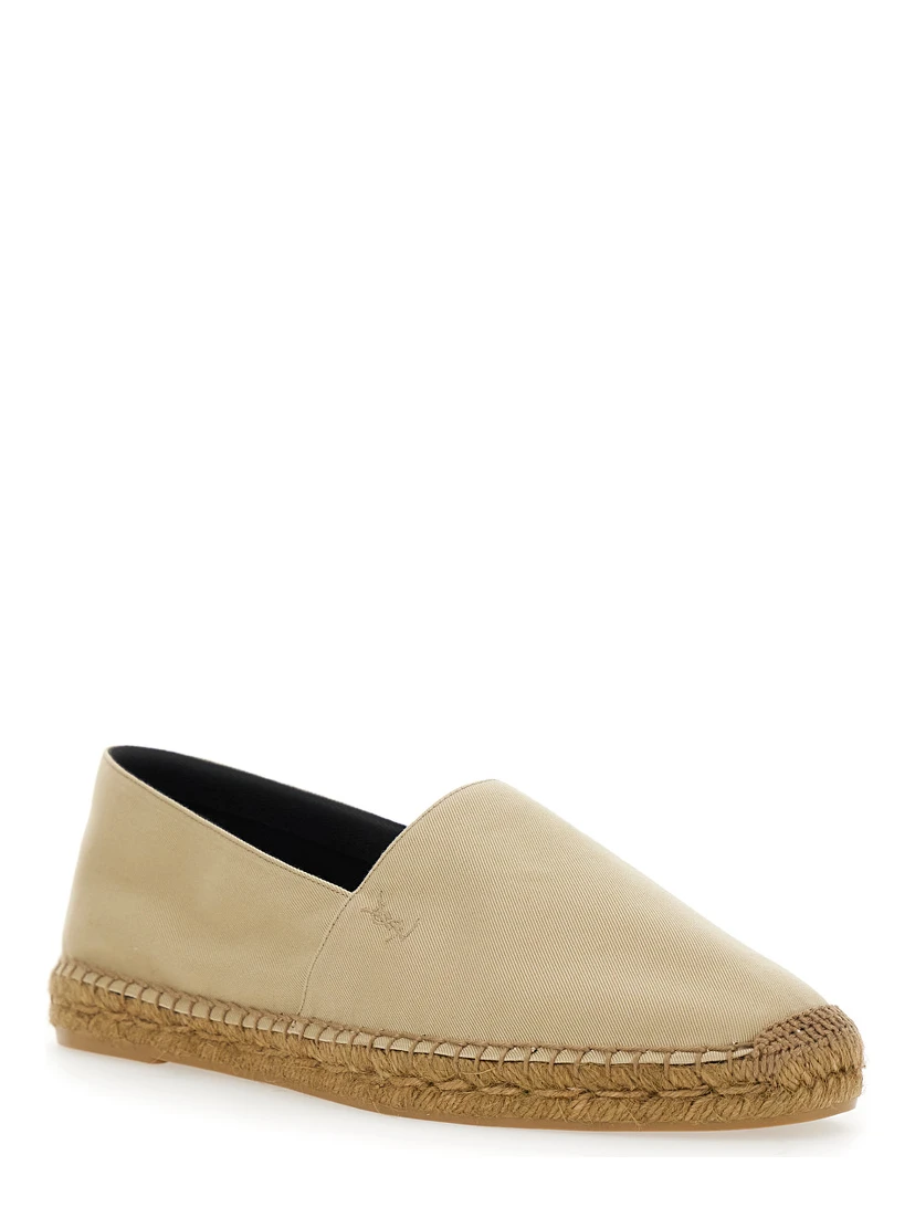 Beige Espadrilles with Tonal Cassandre Embroidery on the Front and Almond Toe in Cotton Man